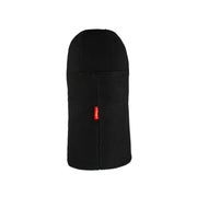 Black microfleece balaclava with front seam and red logo label