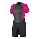 O'Neill Women's Reactor-2 2mm Back Zip Short Sleeve Spring Wetsuit - Black/Berry / 12