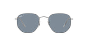 Ray-Ban Hexagonal Flat RB3548N Sunglasses - Silver/Polarized Blue / 54 mm - 8056597860703