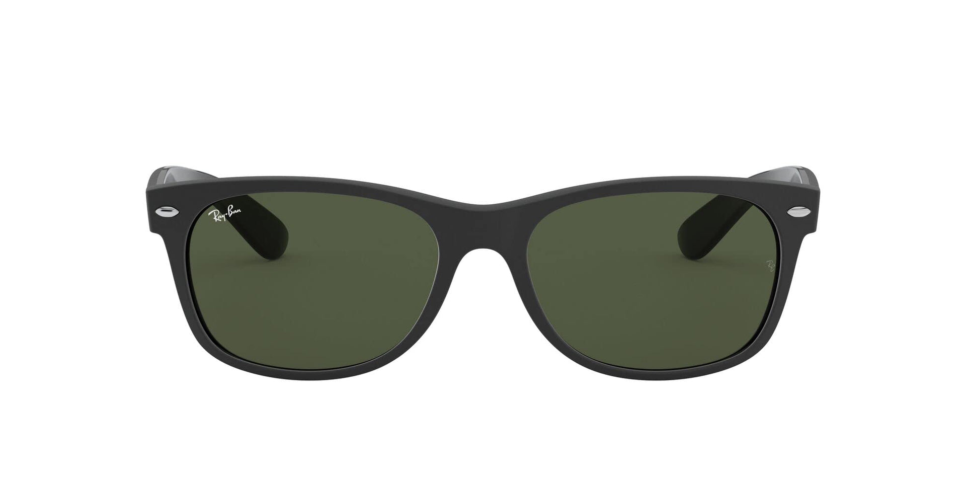 Ray-Ban New Wayfarer RB2132 Sunglasses - Rubber Black on Black/G-15 Green / 55 mm - 8056597140027