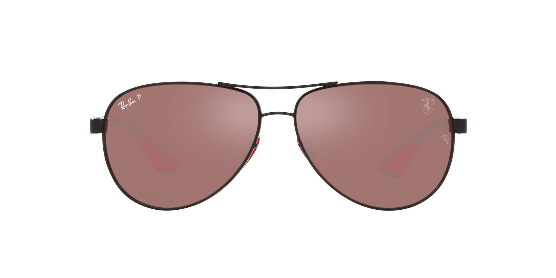 Ray-Ban Scuderia Ferrari Collection Aviator RB8331M Sunglasses - Matte Black/Purple Mirrored Silver Polarized / 61 mm - 8056597853590