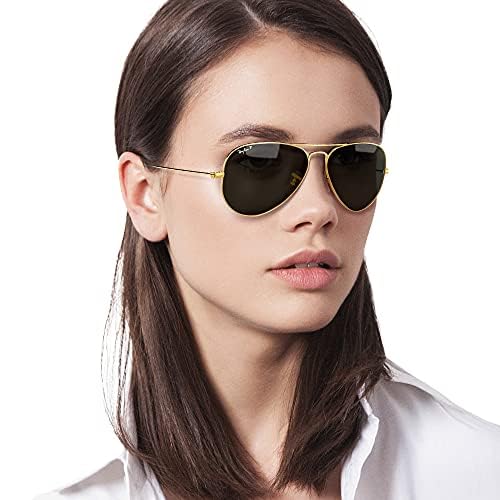 Ray-Ban Aviator RB3025 Sunglasses - Gold/Green Polarized / 55 mm - 805289114550 - Additional Image 4