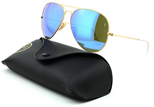 Ray-Ban Aviator RB3025 Sunglasses Batch 2 - Matte Gold Frame/Crystal Green Mirror Blue Lens 112/17 / Medium - X001DJK5S5