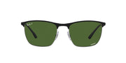 Ray-Ban RB3686 Sunglasses - Black on Silver/Polarized Dark Green / 57 mm - 8056597625524