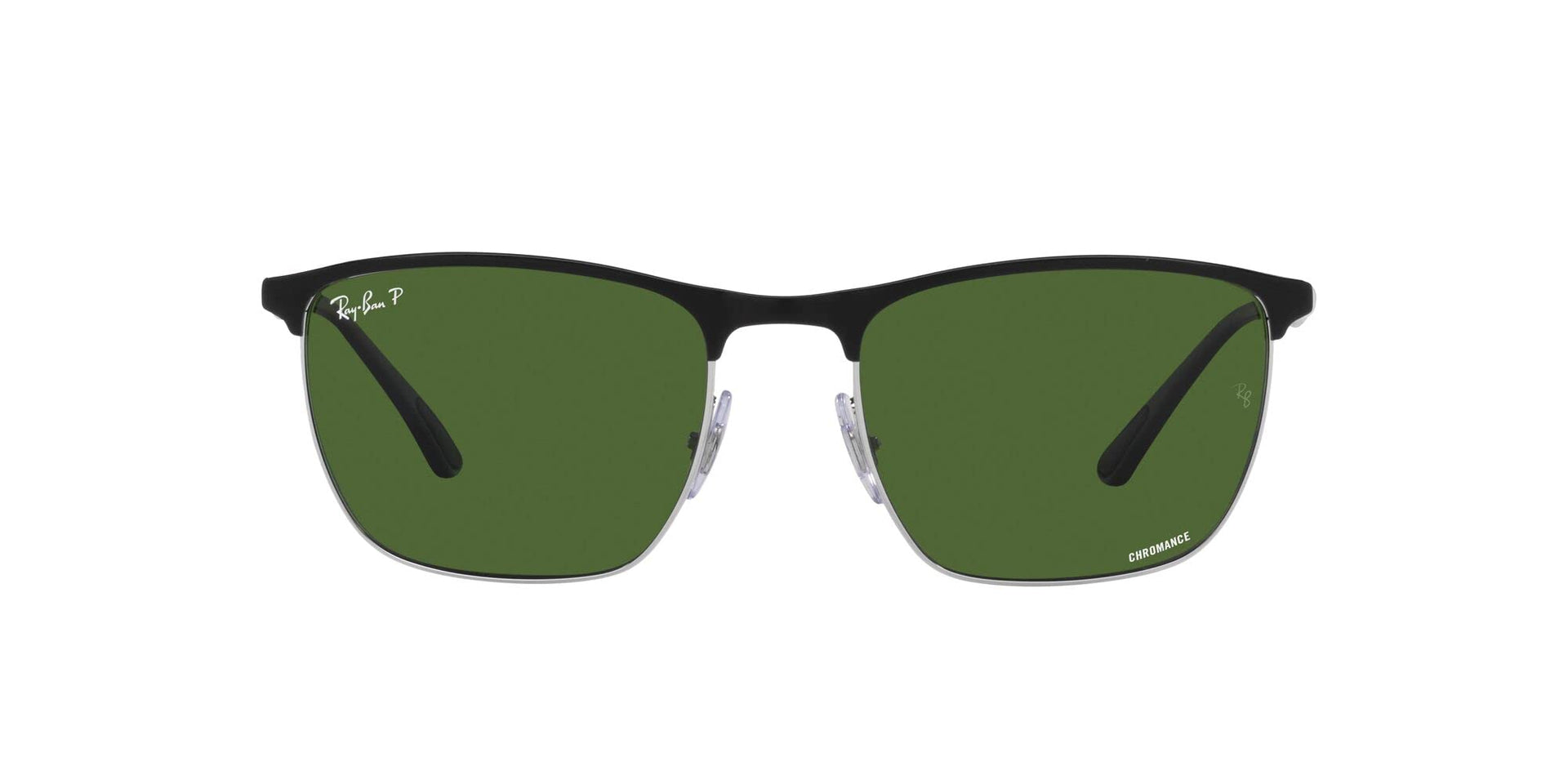 Ray-Ban RB3686 Sunglasses - Black on Silver/Polarized Dark Green / 57 mm - 8056597625524