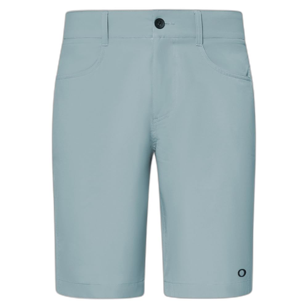 Oakley hybrid 21-inch shorts in pale blue, front with button closure and side pockets