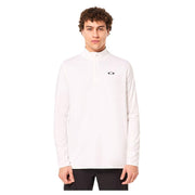 Men's Oakley quarter-zip sweatshirt in arctic white, stand collar, long sleeves
