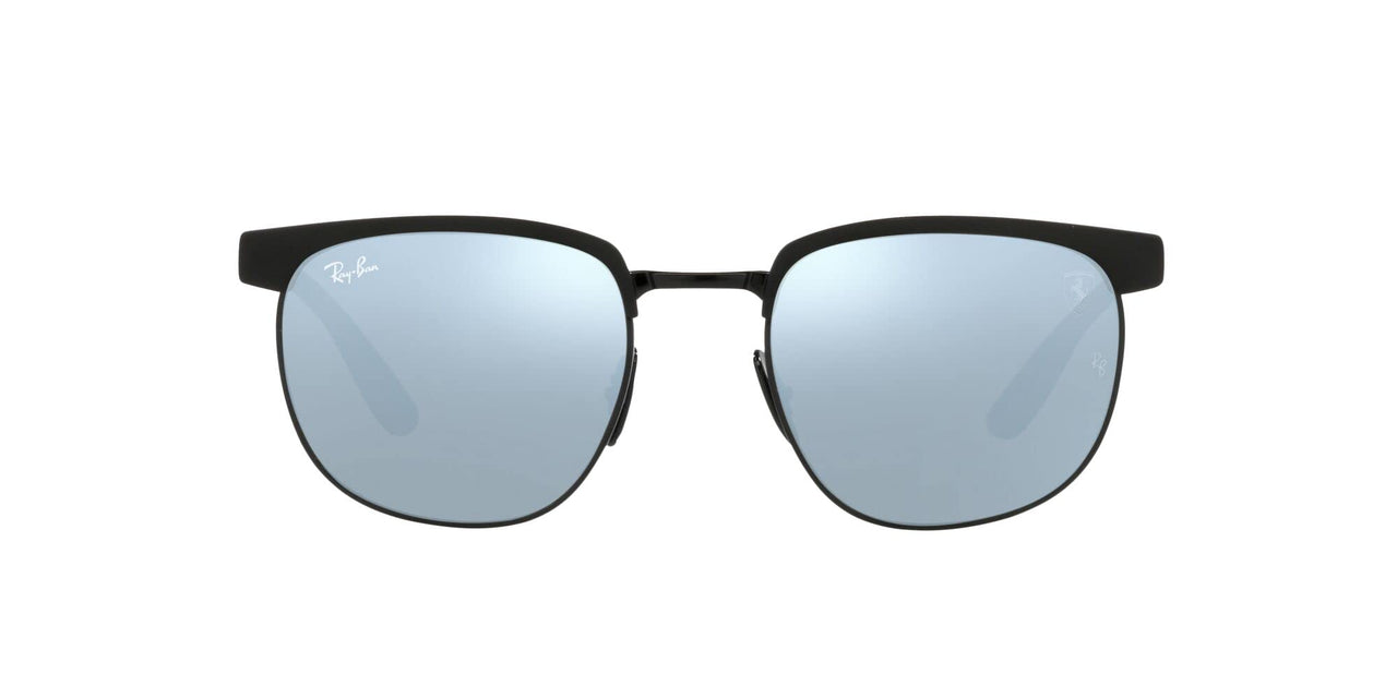 Ray-Ban RB3698M Sunglasses - Matte Black on Black/Light Green Mirrored Silver / 53 mm - 8056597645379