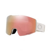 White snow goggles with pink Prizm lens and side O logo
