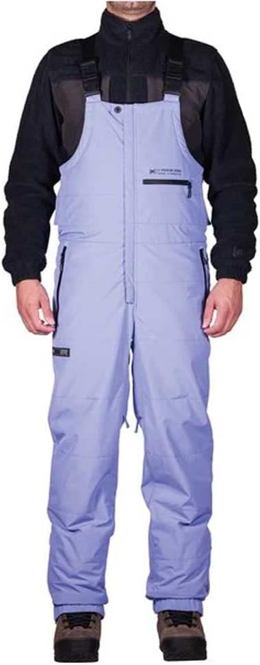 Men's L1 Aftershock snow bib pants in ultraviolet, front bib and full-length legs.