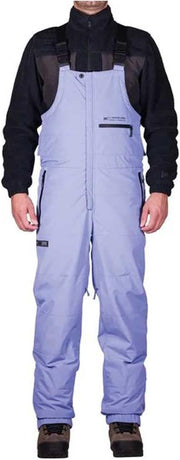 Men's L1 Aftershock snow bib pants in ultraviolet, front bib and full-length legs.