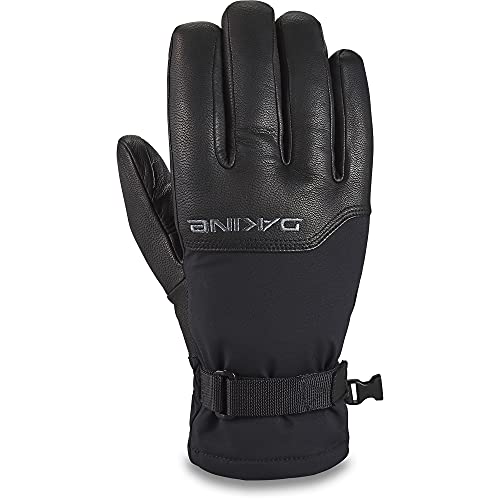 Black leather-style gloves with logo and adjustable wrist strap