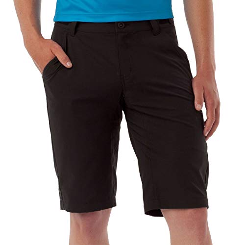 Black men's cycling shorts, straight hem and angled side pockets