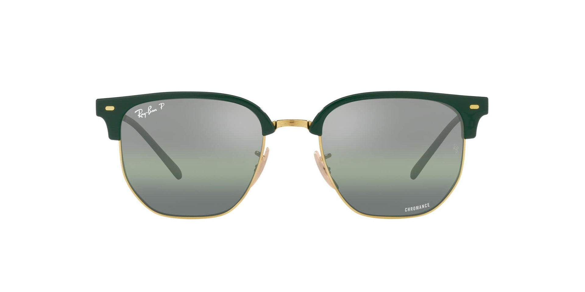 Ray-Ban New Clubmaster RB4416 Sunglasses - Green on Gold/Green Mirrored Polarized / 53 mm - 8056597721394
