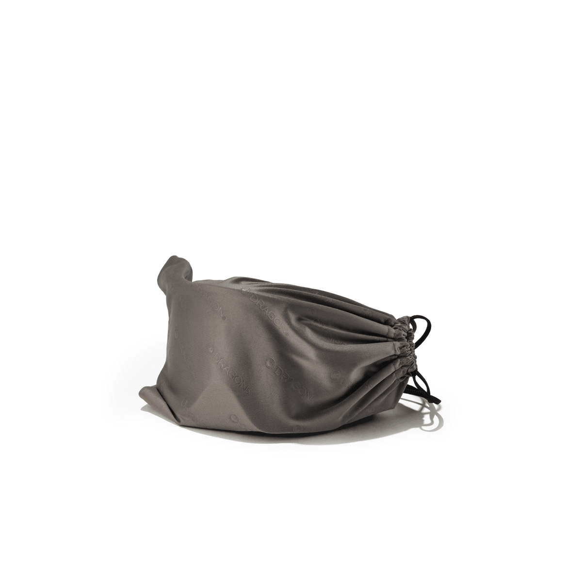 Grey protective pouch for snow goggles with drawstring and embroidered DRAGON logo