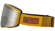 Dragon Alliance PXV2 snow goggles with silver mirrored lens and yellow strap