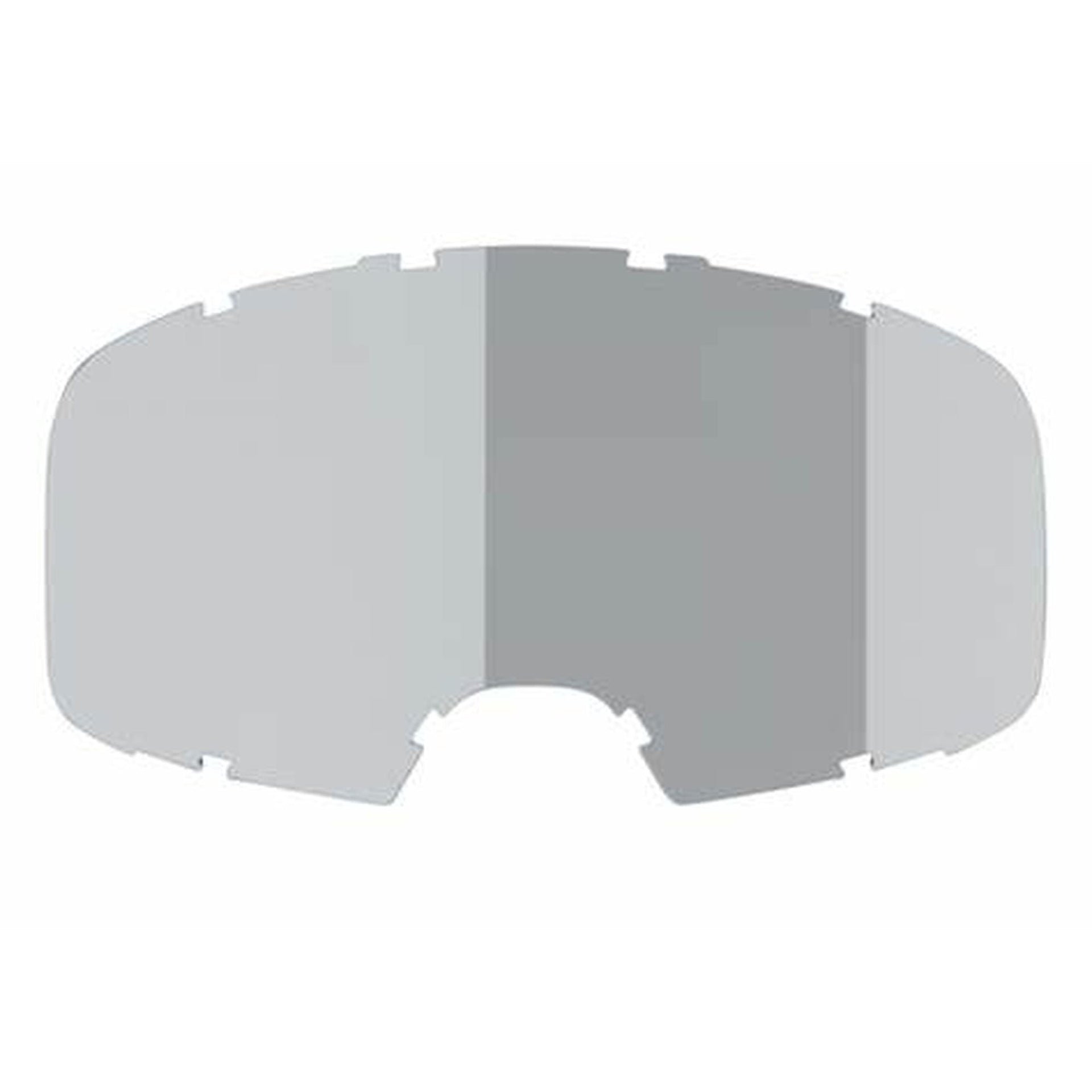 Silver mirror injection lens with curved shield cutout