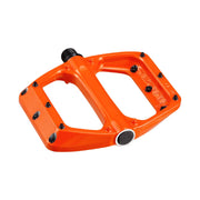 Orange Spank Spoon DC bicycle pedals with grippy pins and threaded axle