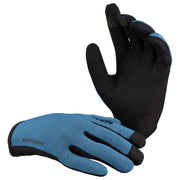 iXS Carve gloves, ocean blue palm with black perforated hand protector and padded knuckles