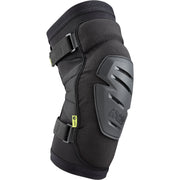 iXS Carve Race knee guards, black with hard shield and adjustable straps