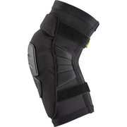 iXS Carve Race knee guards, black with molded protective plate and elastic straps