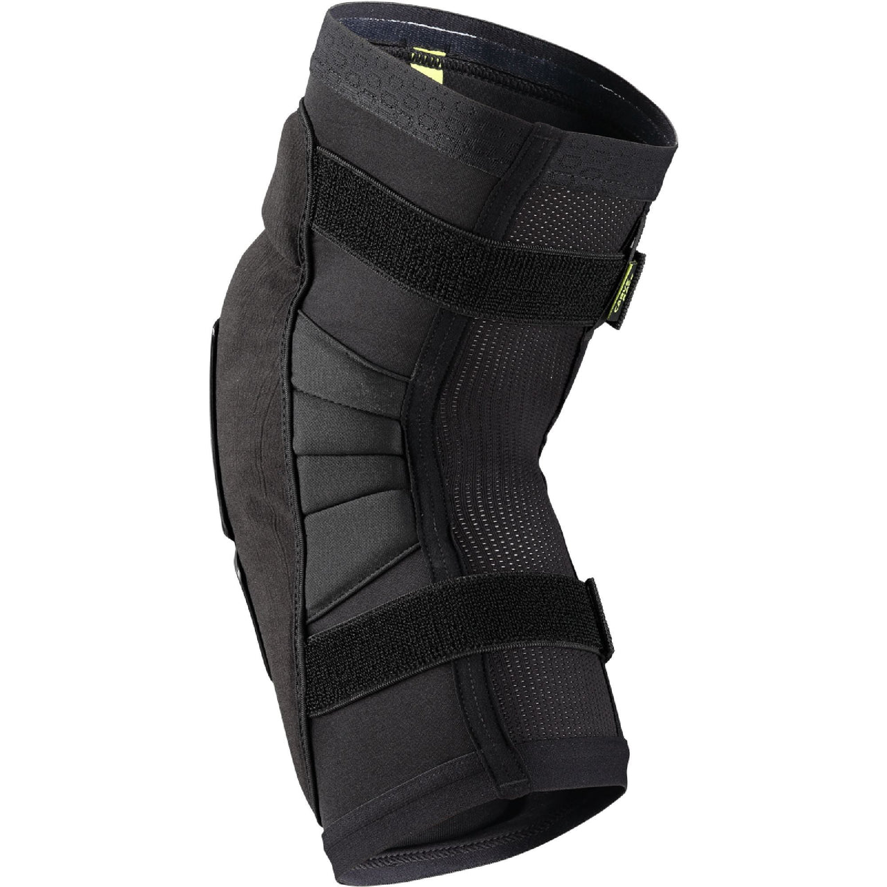 iXS Carve Race knee guards, black side view with wraparound elastic straps