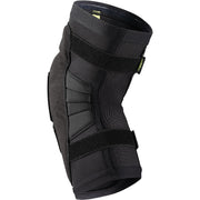 iXS Carve Race knee guards, black side view with wraparound elastic straps