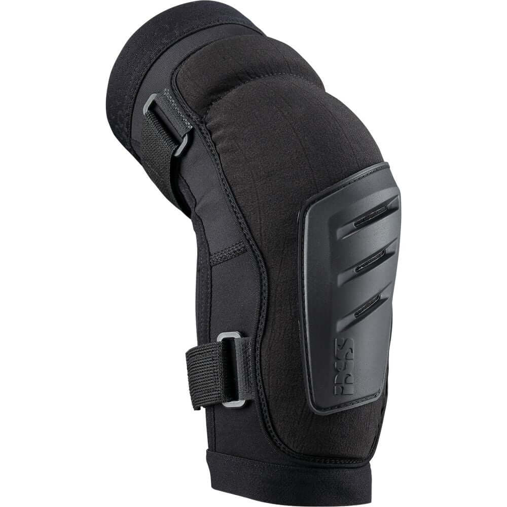 iXS black race elbow guard with hard-shell pad and adjustable strap
