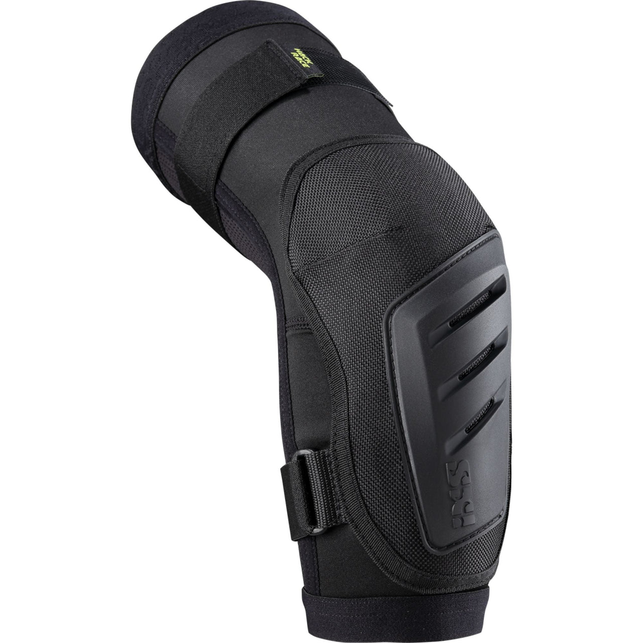 Black padded elbow guard with hard front shell and adjustable strap