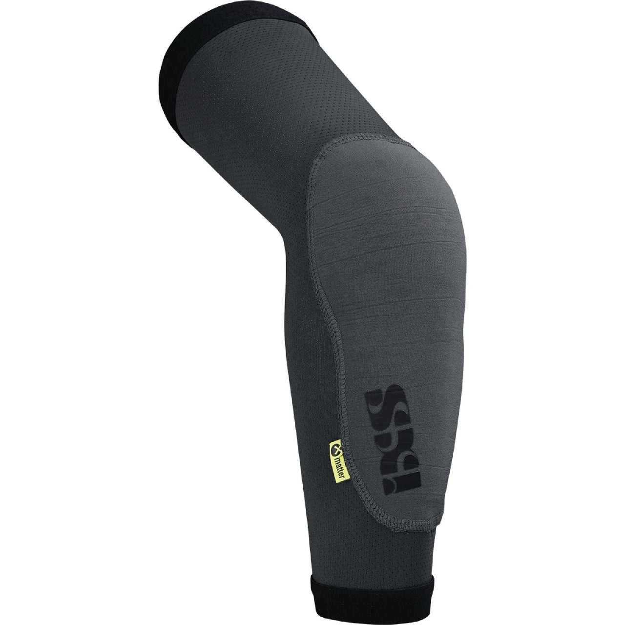 Graphite lightweight elbow guard sleeve with padded cap and iXS logo