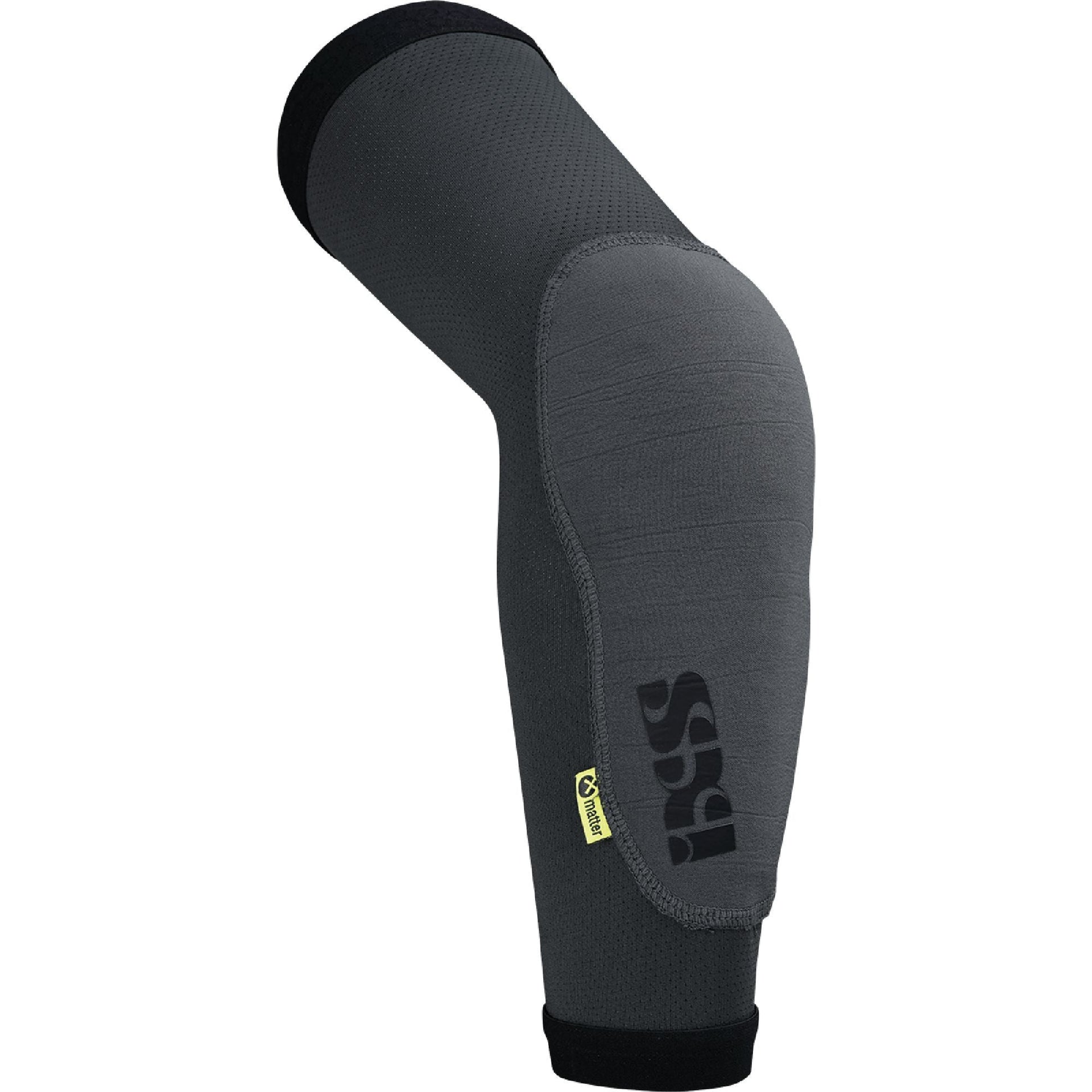 Graphite lightweight elbow guard sleeve with padded cap and iXS logo