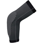 Graphite elbow guard sleeve with curved padding and stretch seams, open cuff