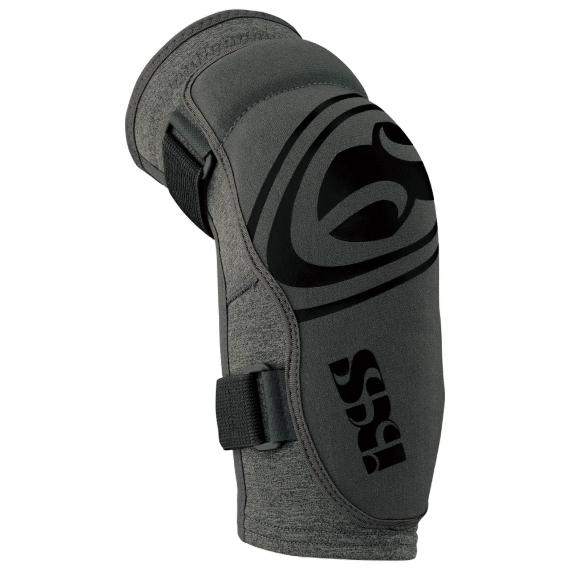 iXS youth grey elbow guards with adjustable strap and protective shell