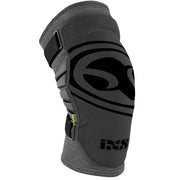 iXS Carve EVO+ knee guard in dark grey and black, side shell with vented straps