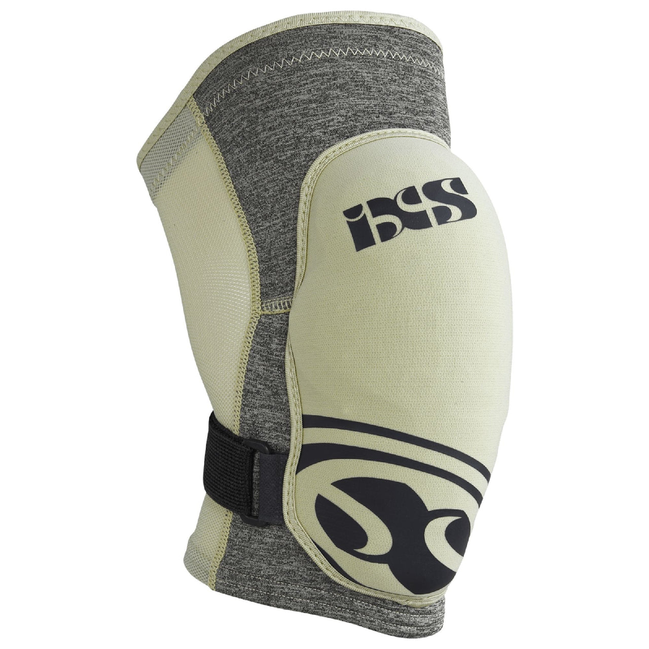 Gray and light camel elbow guard with bds logo and Velcro strap