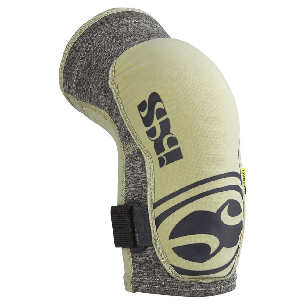Camel elbow guard with AS logo and adjustable strap, dark gray edges