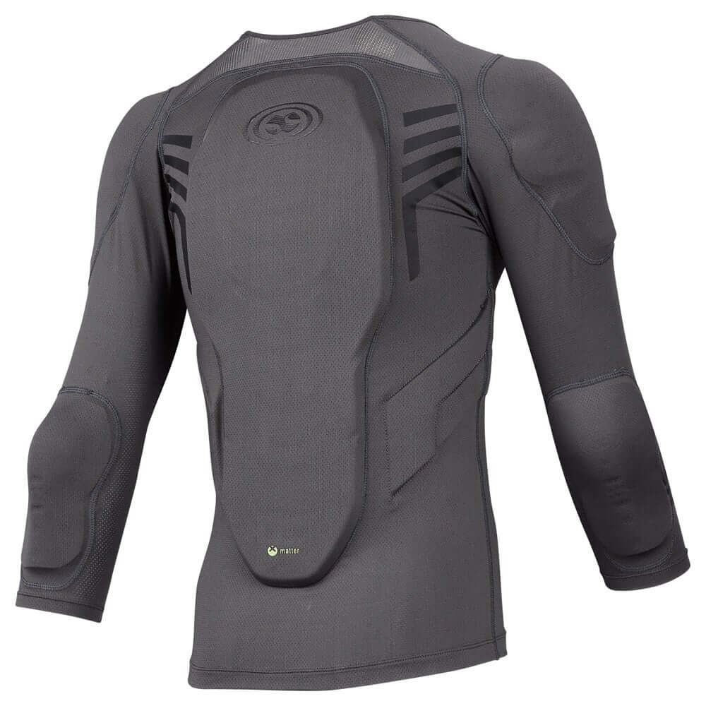 Youth grey motorcycle upper-body protection shirt with molded chest and sleeve pads
