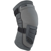 Grey iXS Trigger knee guard with black straps and molded hard shell panel