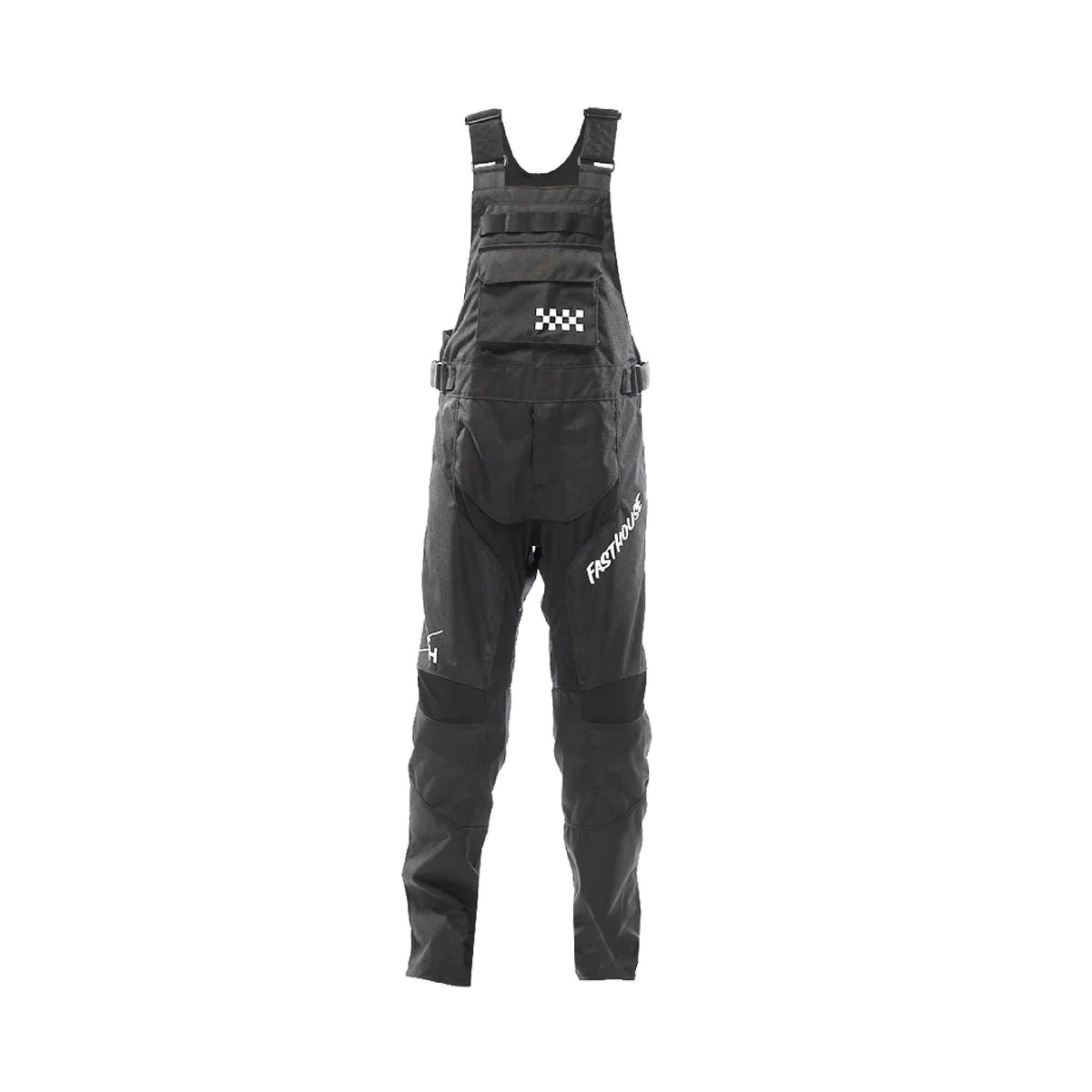 Youth black carbon motorall with bib front straps and cargo pockets