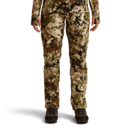 Hunting pants in green and tan digital camo with elastic waistband and ankle cuffs
