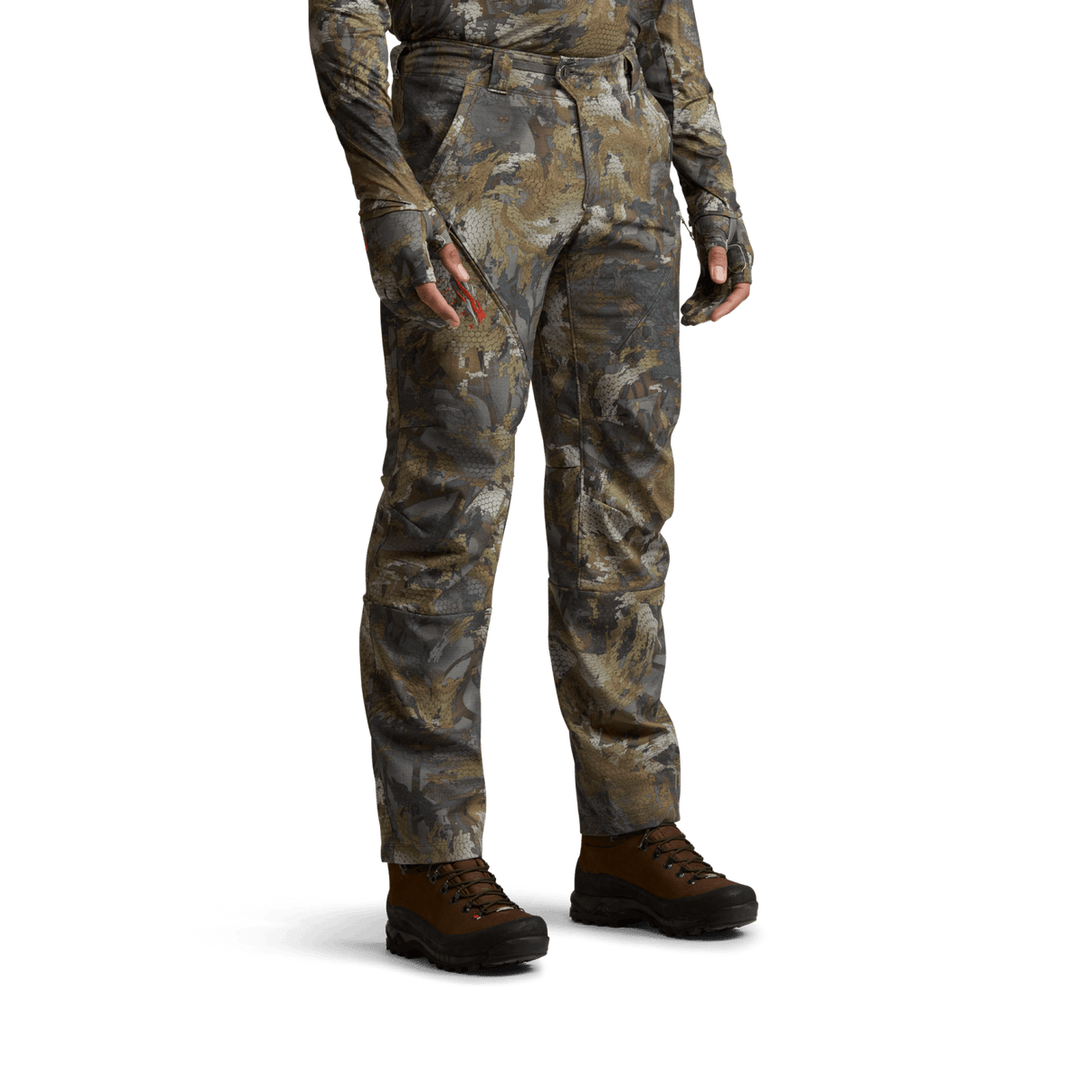 Men's lightweight camouflage hunting pants with tapered legs and boot cuffs
