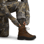 Men's camouflage hunting pants with elastic gaiter cuff and lace-up boot