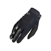 Youth motorcycle glove in black with gray palm panels and small logo print