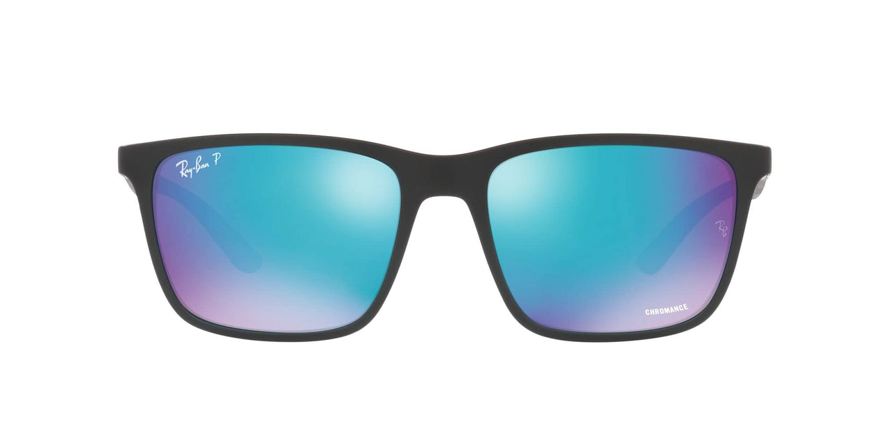 Ray-Ban Liteforce RB4385 Sunglasses - Matte Black/Green Mirrored Blue Polarized / 58 mm - 8056597725941