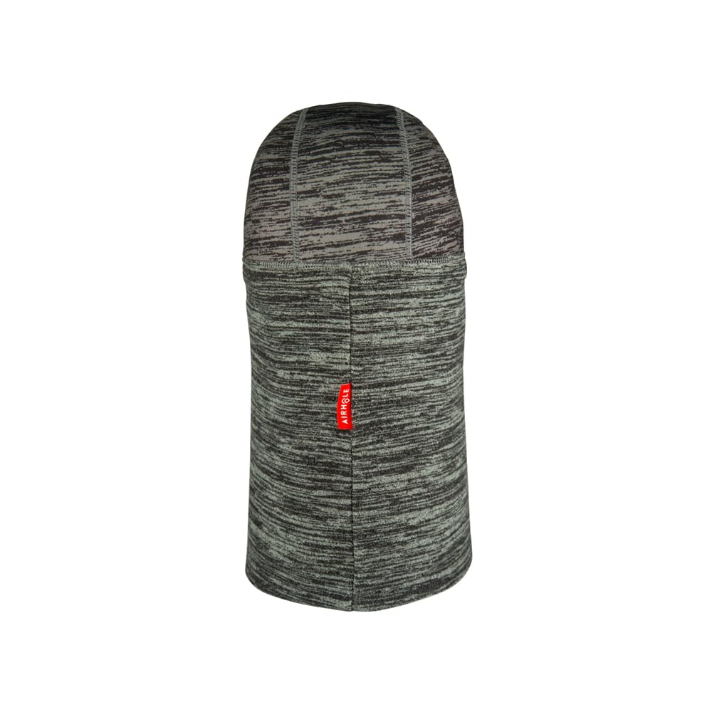 Heathered microfleece balaclava with hood seams and front logo patch