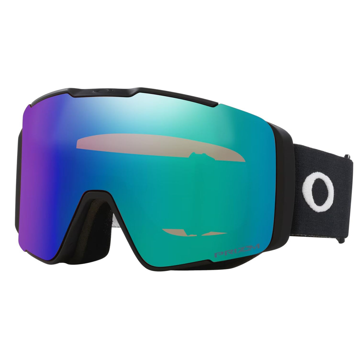 Snow goggle with matte black strap and teal Prizm reflective lens