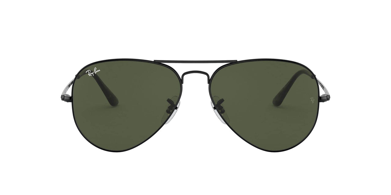 Ray-Ban Aviator Metal II RB3689 Sunglasses - Black/G-15 Green / 55 mm - 8056597041904