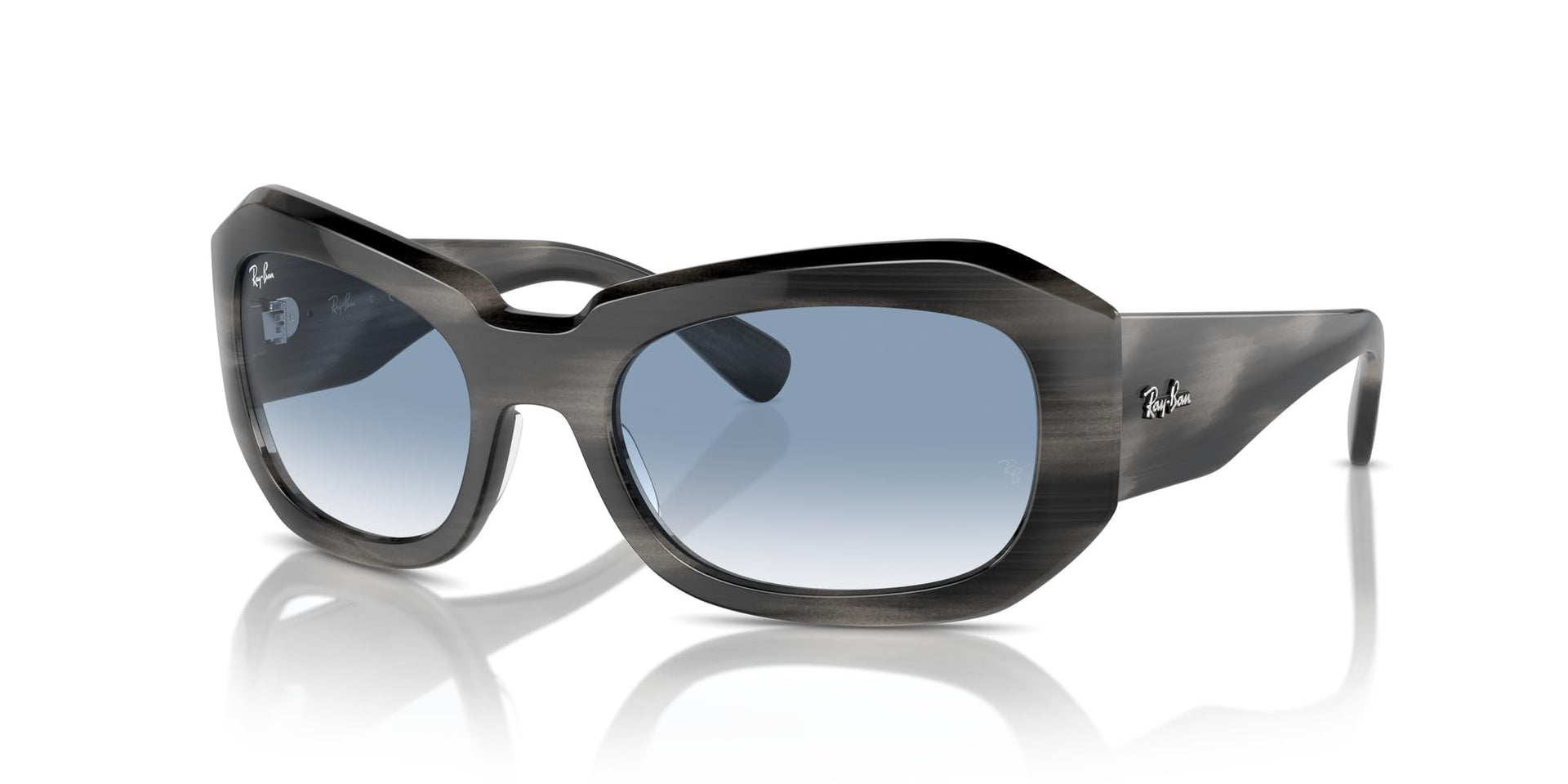 Ray-Ban Beate RB2212 Sunglasses - Striped Grey/Clear Gradient Blue / 56 mm - X0045V8BRZ - Additional Image 1