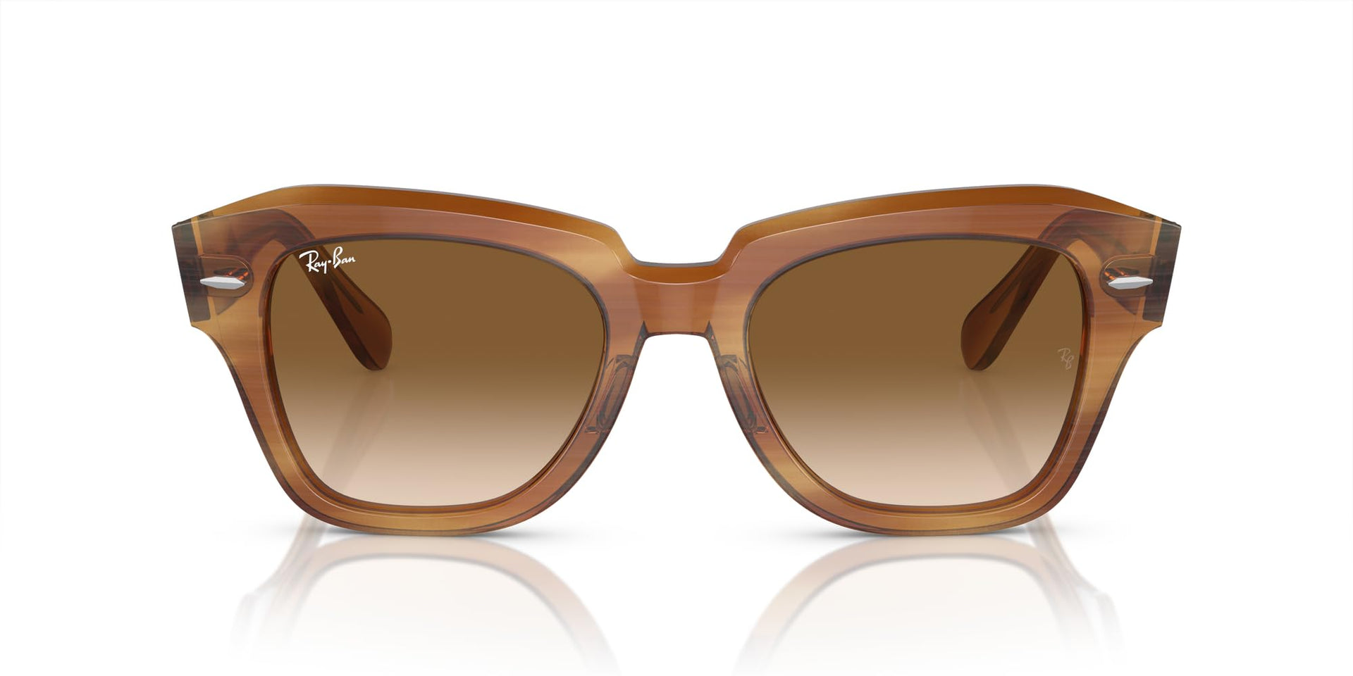 Ray-Ban State Street RB2186 Sunglasses - Striped Brown/Clear Gradient Brown / 52 mm - 8056262052259
