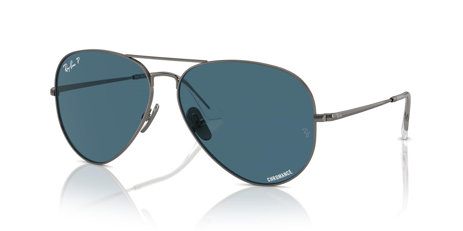 Ray-Ban Aviator Titanium RB8089 Sunglasses - Gunmetal/Polarized Blue / 62 mm - 8056262031735 - Additional Image 1